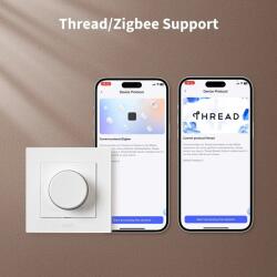 Aqara Întrerupător inteligent cu variator rotativ, încastrat, Aqara Dimmer Switch H2 EU, Alb, ZigBee, Thread, Compatibil HomeKit (KD-R01D)