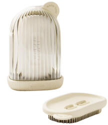Flippy Sapuniera de Calatorie, Flippy, Suport pentru Sapun cu Scurgere a Apei, Recipient cu Capac Depozitare, Savoniera pentru Baie, 12.6x6.1x8.4cm, Crem (teo-126758)
