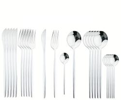 Cheffinger Set tacamuri din inox 24 de piese 6 cutite de cina 6 furculite de cina 6 linguri de cina 6 lingurite SILVER (CF-22126) Tacam