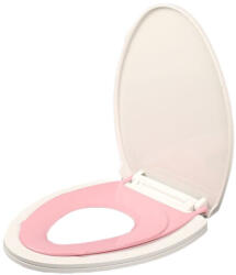 Flippy Capac de Toaleta cu Reductie 3 in 1, Flippy, pentru Copii +3 Ani si Adulti, Coborare Lenta si Silentioasa, Instalare Usoara, din PP5 , in Forma de U, Alb Roz (teo-127610)