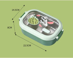Flippy Caserola Container pentru Pranz, Flippy, Caserola LUNCH BOX pentru Studenti, din Plastic PP, pentru Scoala, Compartiment Metalic in Interior, 22.5 x 14.5 x 8 cm, Verde (teo-132329)