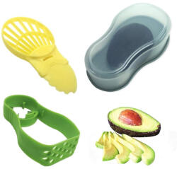 Flippy Recipient de Depozitare Avocado 5in1, Flippy, Etans, pentru Frigider, din Plastic, Dispozitiv de Taiat, Curatat, Feliat, 15x4.5x7 cm, Gri (teo-132444)