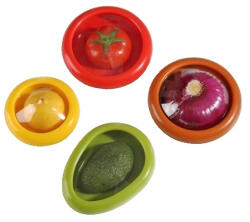 Flippy Set 4 Recipiente pentru Pastrarea Proaspata a Legumelor, Flippy, Cutii Portabile Sigilate Anti-oxidare, 4 Forme Diferite pentru Legume sau Fructe, Culori diferite (teo-126317)
