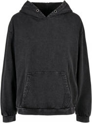 Build Your Brand Női savas mosás túlméretezett kapucnis pulóver 2XL fekete