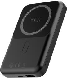 Forever Apple iPhone Power Bank MagSafe 10000mAh mágneses indukciós gyors töltővel, USB-C kábellel tölthető fel, fekete (MATB-100)