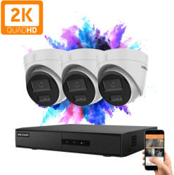 Hikvision 3 dome biztonsági kamerás IP kamera rendszer 4MP színes éjjellátással