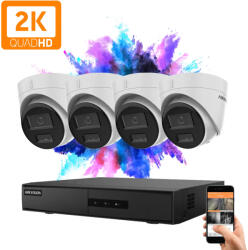 Hikvision 4 dome biztonsági kamerás IP kamera rendszer 4MP színes éjjellátással