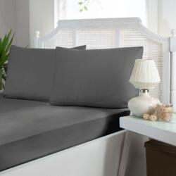 First Choice® Cearceaf pat dublu plat, 240x260cm cu 2 fete perna, bumbac satinat, Antracit