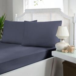 First Choice® Cearceaf pat dublu plat, 240x260cm cu 2 fete perna, bumbac satinat, Albastru (Eclipse)