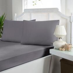 First Choice® Cearceaf pat dublu plat, 240x260cm cu 2 fete perna, bumbac satinat, Gri (Quicksilver)