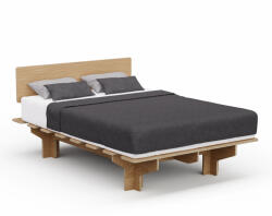 Blumfeldt NordicAura Double kétszemélyes ágykeret, 140 cm x 200 cm, robusztus, szerszámmentes, eukaliptuszfa, polcok (BED3-NA-DL140)