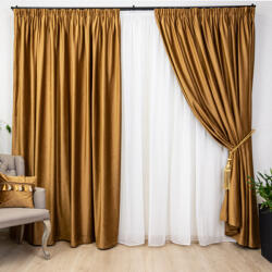 Hiko Set 3 piese Hiko, doua draperii COMFY catifea cognac si o perdea Ana voal, cu rejansa (10013451)