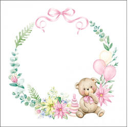 Ambiente Baby teddy bear pink papírszalvéta 33x33cm, 20db-os (13319711)