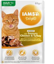 Iams Delights alutasak macskáknak, csirkehús és pulykahús falatkák szószókban - 85 g