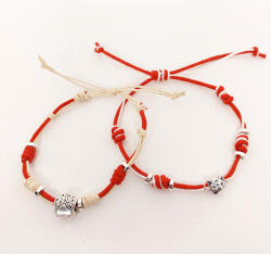 Ingi Art Cicás Barátságkarkötők piros, fehér zsinórból