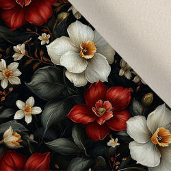 Takoy Bársony / velvet szövet ELIZA nárcisz fekete alapon