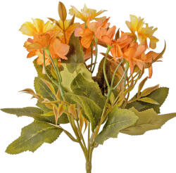 Valex Decor 15 virágfejes, 5 ágú selyemvirág csokor, 25cm magas - Sárgás barack színű (AF054-01)