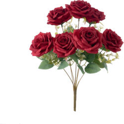 Valex Decor Rózsa selyemvirág csokor, 7 ágú, 41cm magas - Bordó (AF163-05)