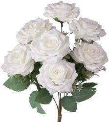  Rózsa selyemvirág csokor, 7 ágú, 41cm magas - Ekrü (AF163-02)