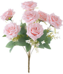 Valex Decor Rózsa selyemvirág csokor, 7 ágú, 41cm magas - Rózsaszín (AF163-04)