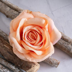 Valex Decor Rózsa selyemvirág fej, 10cm - Pasztell narancssárga (AF144-05)