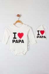 Myrat Baby Боди с щампа I love Papa с шапка, бяло