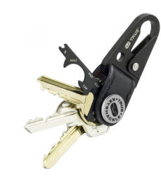 Somogyi True Utility Keyshackle, TU921, 7 in 1, multifunkcionális szerszám, csavarhúzó, fekete titániumbevonatú karabiner , valódi bőr, TU921 (TU921)