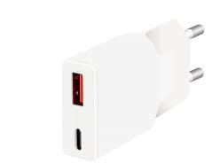 LogiLink Dual-USB GaN töltő, 1x USB-C (PD), 1x USB-A (QC), 20 W, fehér (PA0346) - aqua