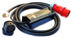  Hordozható elektromos gép töltőállomás, teljesítménykorlátozó, 2. típus, 22kW, 32A, 3 fázisú, piros CEE csatlakozó, RFID, Polyfazer Z sorozat (PW013)