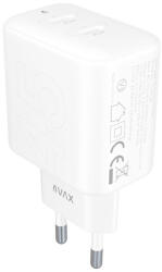 AVAX CH602W SPEEDY+ 45W GaN 2x USB-C PD3.0 fehér gyors töltő adapter (AVAX CH602W) - haztartasibolt