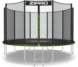 ZIPRO Trambulin kerek Zipro Jump Pro 12FT 374 cm külső védőhálóval fekete|zöld