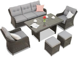Garden Point Toledo Apetito 5 terasz bútorok, antracit, puffokkal (GAP132-5PU)