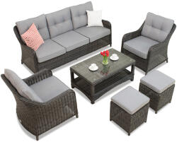 Garden Point Toledo Coffee 5 technorattán kerti bútorok, antracit, puffokkal (GAP132-3PU)