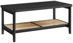 VASAGLE Dohányzóasztal, műrattan tárolópolc, lekerekített sarkok, fekete kőris 100x55x45cm (LCT240B21) - deco24