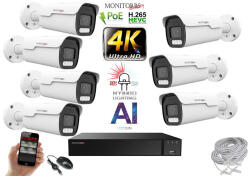 Monitorrs Security - AI Hybrid Light IP Park kamerarendszer 7 kamerával 8 Mpix - 6070k7
