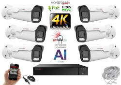Monitorrs Security - AI Hybrid Light IP Park kamerarendszer 6 kamerával 8 Mpix - 6070k6