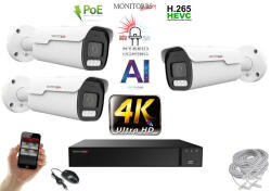 Monitorrs Security - AI Hybrid Light IP Park kamerarendszer 3 kamerával 8 Mpix - 6070k3