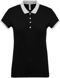 Kariban Női galléros piké póló, kontrasztos passzékkal, Kariban KA259, Black/Oxford Grey-M (ka259bl-oxg-m)
