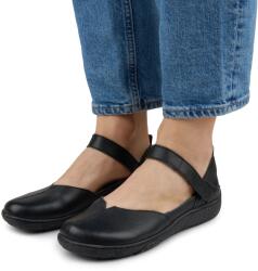 Vlnka Meda női bőr balerina cipő a lábboltozat alátámasztásával, fekete felnőtt cipő méret 36