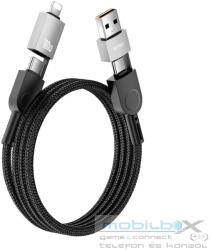 WIWU - Raptor series data cable Wi-C051 4in1 Fast Charging USB A/USB C to C+L 100W 1, 2m - black