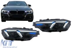 KITT Angel Eyes Első Lámpa LED DRL BMW 3 F30 F31 Sedan Touring (10.2011-05.2015) Fekete (HLBMF30NLX)