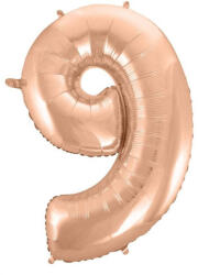 Rose Gold 9-es szám fólia lufi 92 cm (MLG106404)