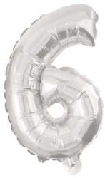 Óriás 6-os Silver szám Fólia lufi 85 cm (PNN91200)