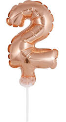 Rose Gold 2-es szám fólia lufi tortára 13 cm (MLG113341)
