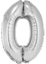  0 szám alakú fólia lufi, ezüst, 80 cm - vegyesbolt