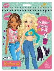  Besties - 24x20 cm divatervező füzet, 2 ív matrica, 2 féle színes lap, 3 sablon, 20 baba alaprajz, 2