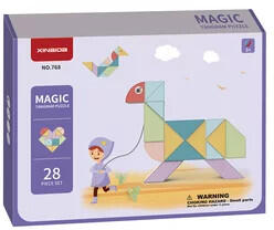  Mágneses tangram 28 db+feladvány kártyák+megfejtések
