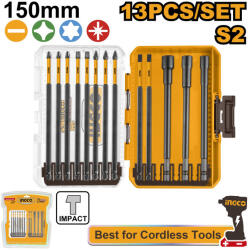 INGCO Impact hosszú bithegy készlet 13 részes S2 (AKDL01306) - vasasszerszam