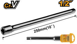 INGCO Dugókulcs toldószár 1/2" 250 mm CrV (HEB12101)