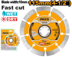 INGCO Gyémánt vágókorong 115 x 10 x 22, 2 mm szegmentált (DMD011152) - szerszamplaza